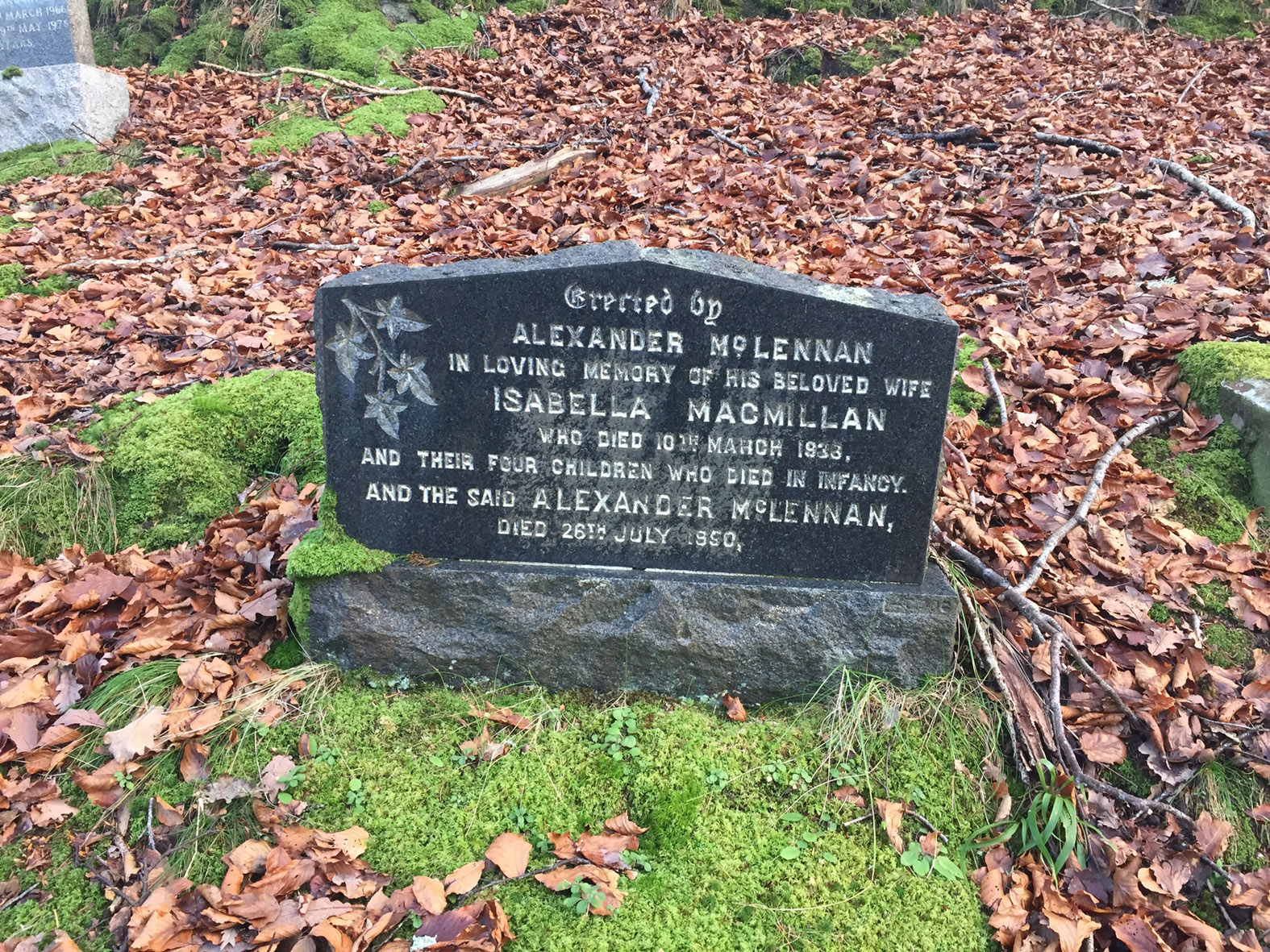 Photo of headstones/Alexander McLennan died 1950 MI Tomnahurich, Inverness